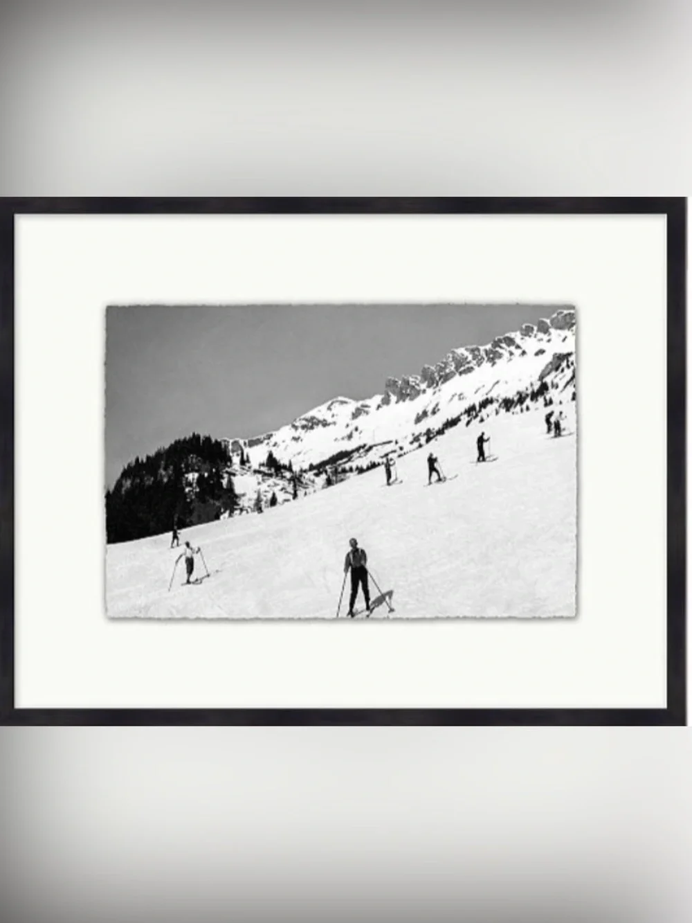 Pottery Barn Vintage Slopes Black & White Ski Photo Framed Print - Set of 2